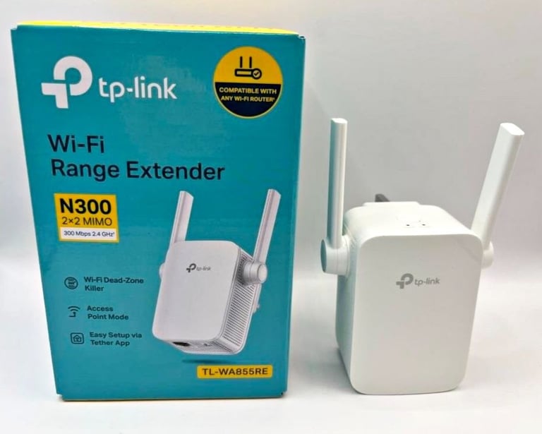 TP-Link N300 Wi-Fi Range Extender 300 Mbps 2.4GHz TL-WA855RE Wall Plug NEW, BOXED