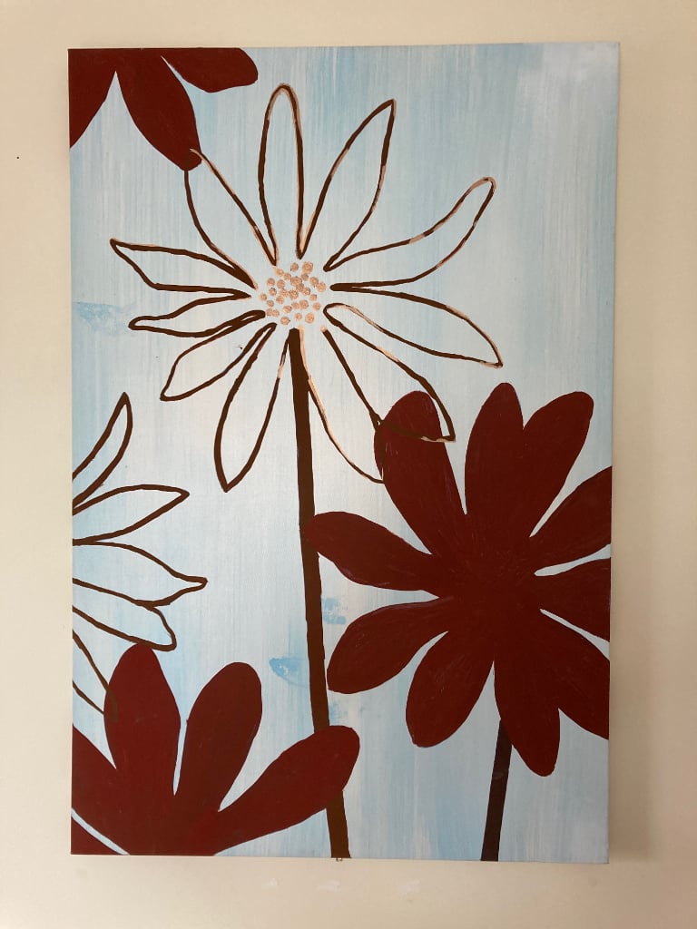 Brown flowers on pale blue