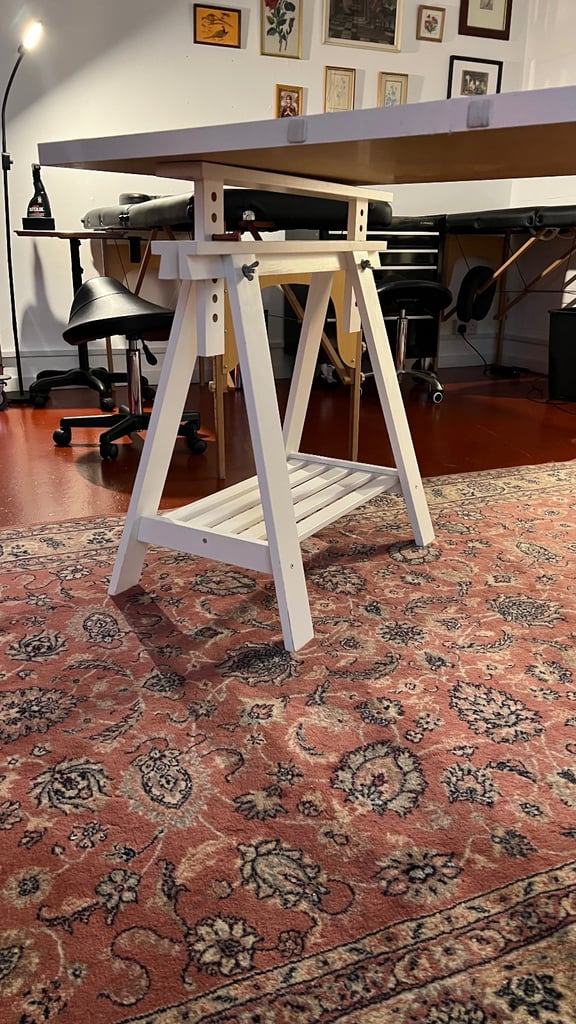 Large White Ikea Desk Table Removable Top and Tressles