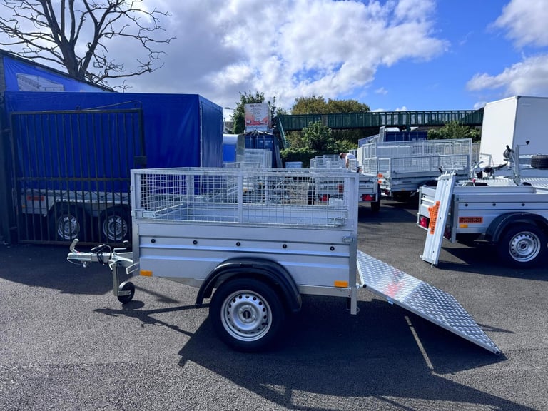 NEW 5ft X 4ft (B162) SINGLE AXLE NIEWIADOW TRAILER WITH 40CM MESH AND RAMP 750KG