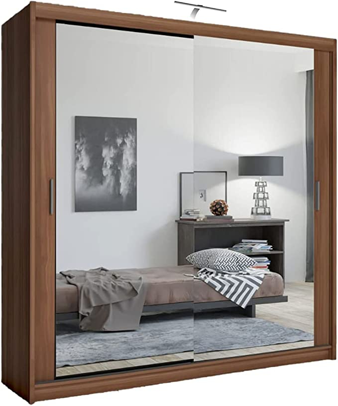 MDF MATERIAL !! 2 DOOR SLIDING WARDROBE WITH FULL LENGTH MIRROR in