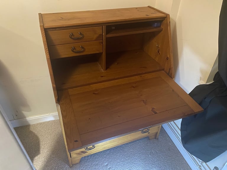 Writing chest of draws wooden oak 