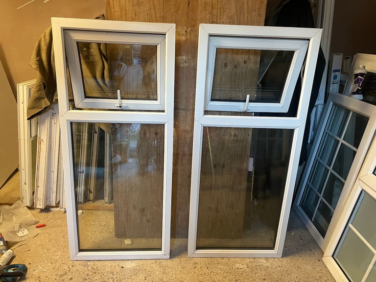 H 142.5 x W 62 cm - MATCHING PAIR UPVC DOUBLE GLAZED WINDOWS - £60 EACH (REF: SJ461 PAIR)