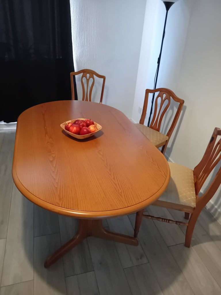 Wooden Dining Table with Chairs (Floor Lamp can be included)