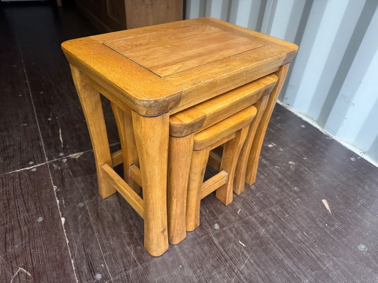 image for solid oak nest of tables 50 x 35 cm and 51 high