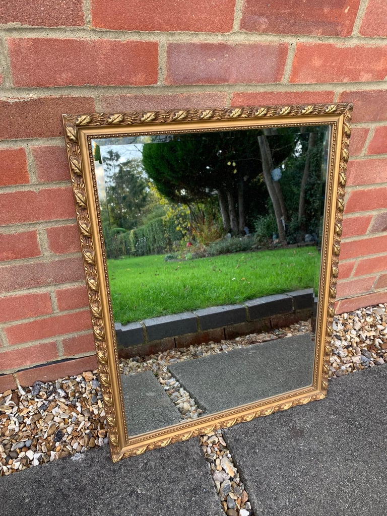 Vintage Bevelled Edge Gold Framed Rectangular Mirror 675mm I Can Deliver
