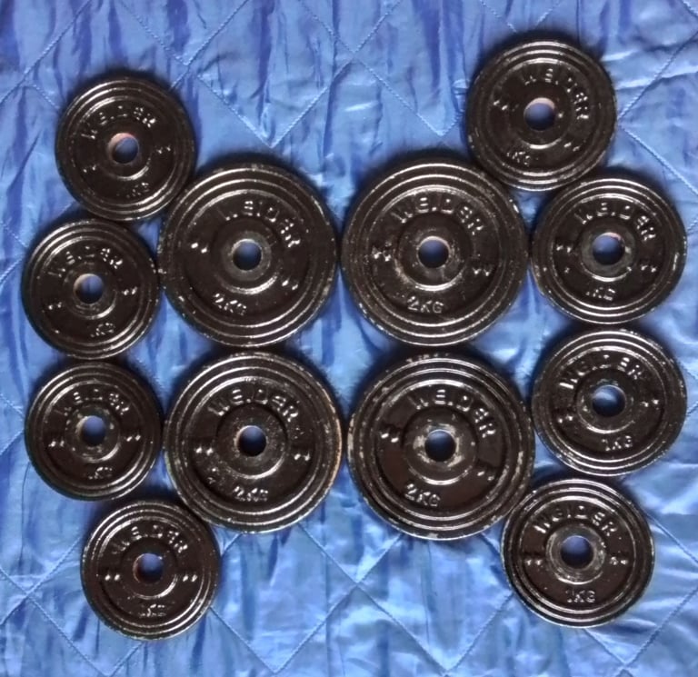 WEIDER retro iron weight plates 4x2kg / 8x1kg 