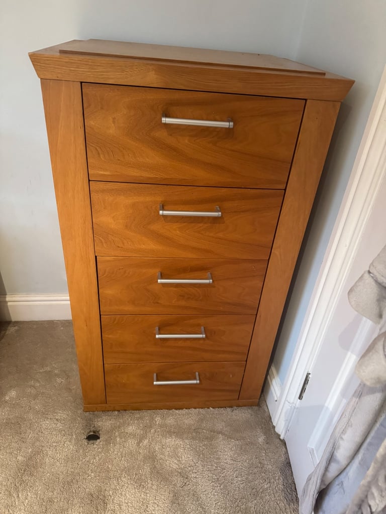 image for Solid wood 5 draw tall boy 