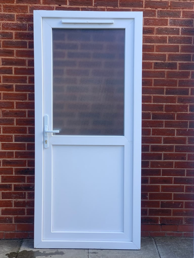 UPVC DOUBLE GLAZED BACK DOOR SIDE DOOR & KEY 92cm WIDE 204cm HIGH Can Deliver