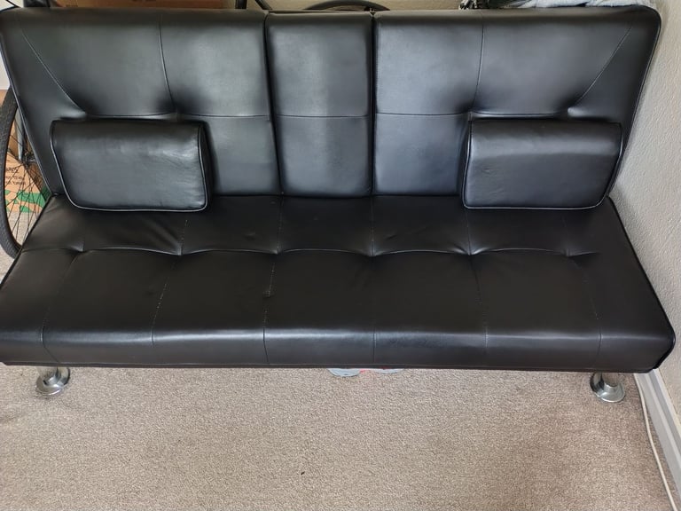 Manhattan Sofa Bed 2 Seater Faux Leather Click Clack - Black