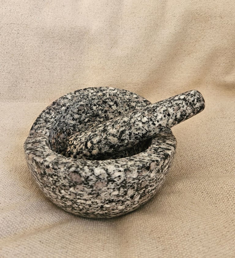 image for 52cm Ø 16.5cm W / L Solid heavy natural granite stone pestle & mortar Anthracite