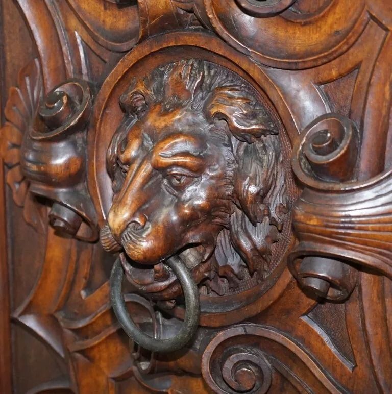 Rare Moses Michelangelo Guggenheim & Pauly Cie Et Venice Antique Carved Armoire