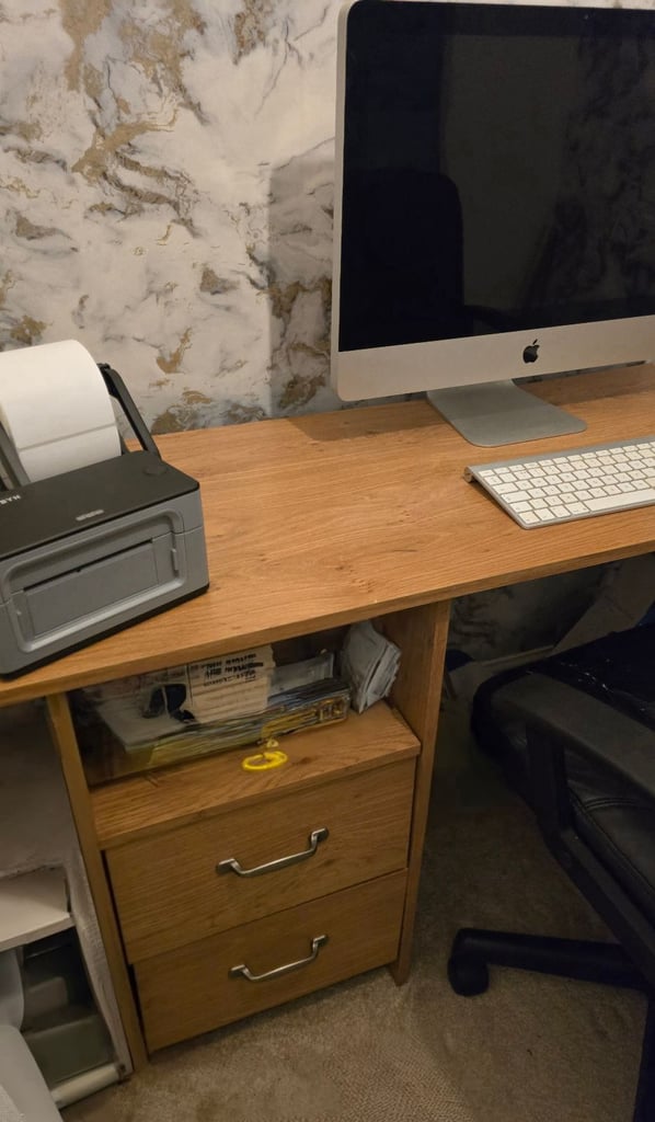 Oak Effect Office Desk with Drawers – 120cm x 45cm Home Office / Study  Delivery/Assembly Available