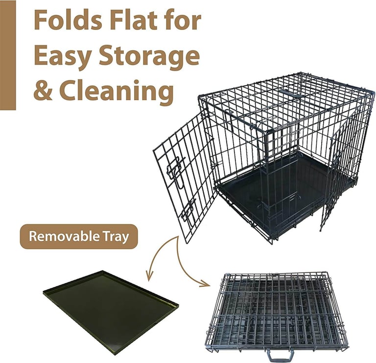 XL Dog Crate Cage 2 Door Crate Dog Cage with Removable Metal Tray & Sherpa Cushion