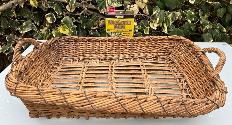 ANTIQUE FRENCH GRAPE HARVESTING BASKET, CHAMPAGNE PANIER DE VENDANGES, 87x57cm, 1900s - WILL POST!