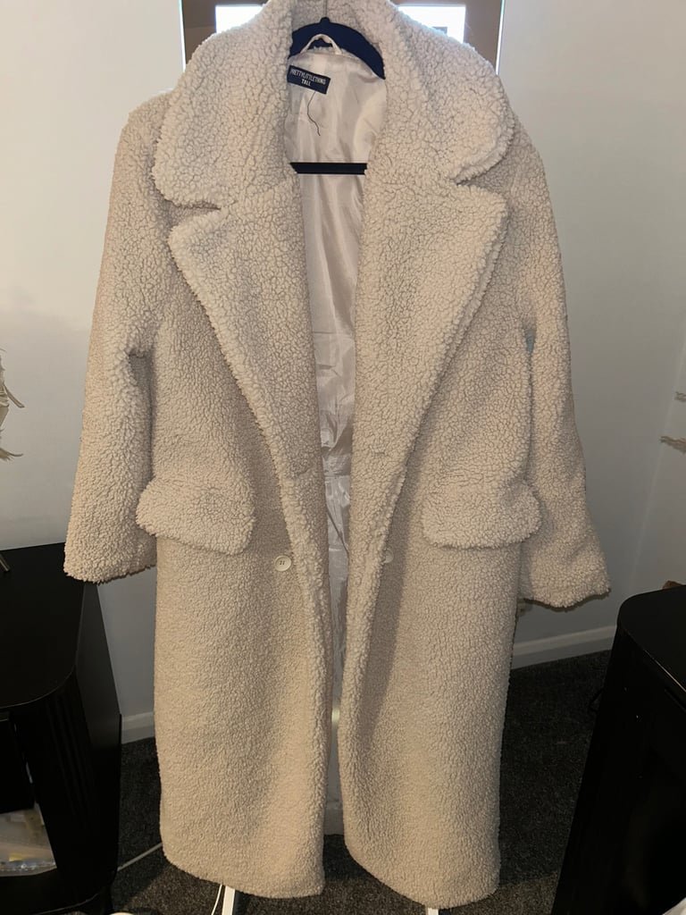 image for Cream Borg longline coat 