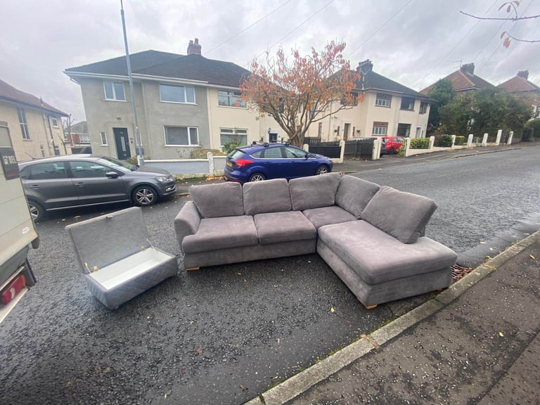 image for Corner group sofa in a quilted fabric with matching ottoman footstool   Only £199