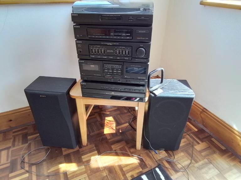 Sony STACKING STEREO SYSTEM, TURN TABLE, RADIO, TUNER, TWIN TAPE DECK, 5 CD 