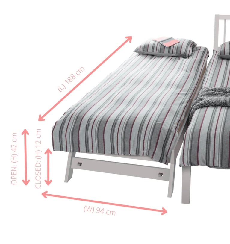 image for Pull out Trundle Bed Single Guest Bed Single Underbed with Mattress 
