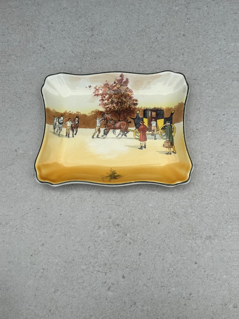 image for Rare Royal Doulton vintage Antique Dish Plate Coaching Days - 1923 Made In England