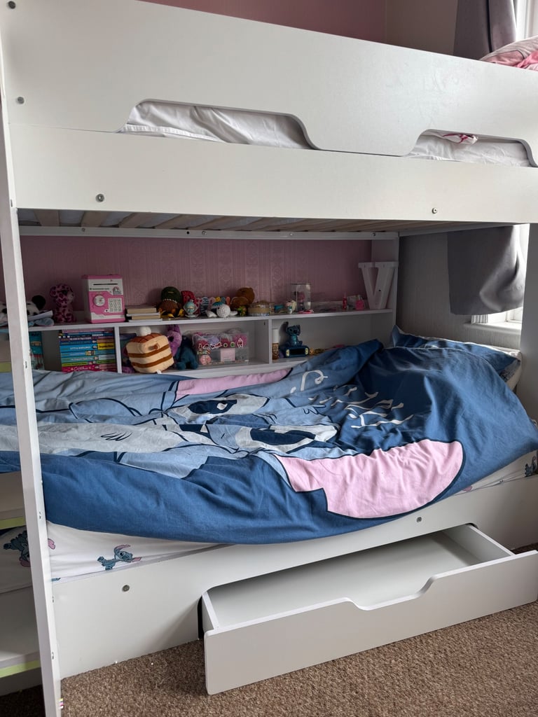 Bunk beds with in-built shelving 