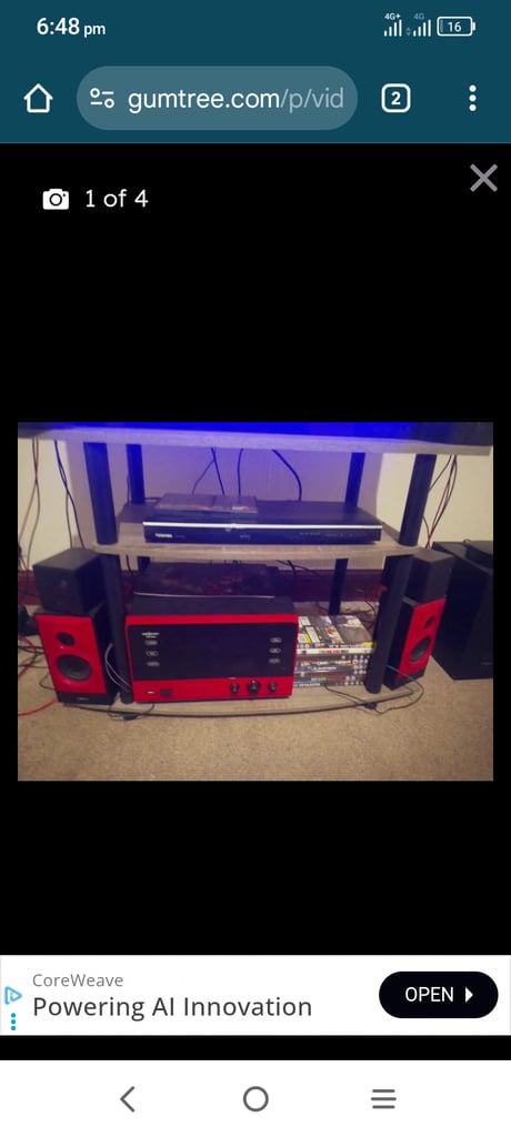 Dvd player surround sound system and 27 dvds 