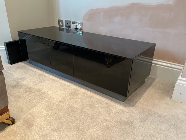 image for Alphason black glass tv cabinet 