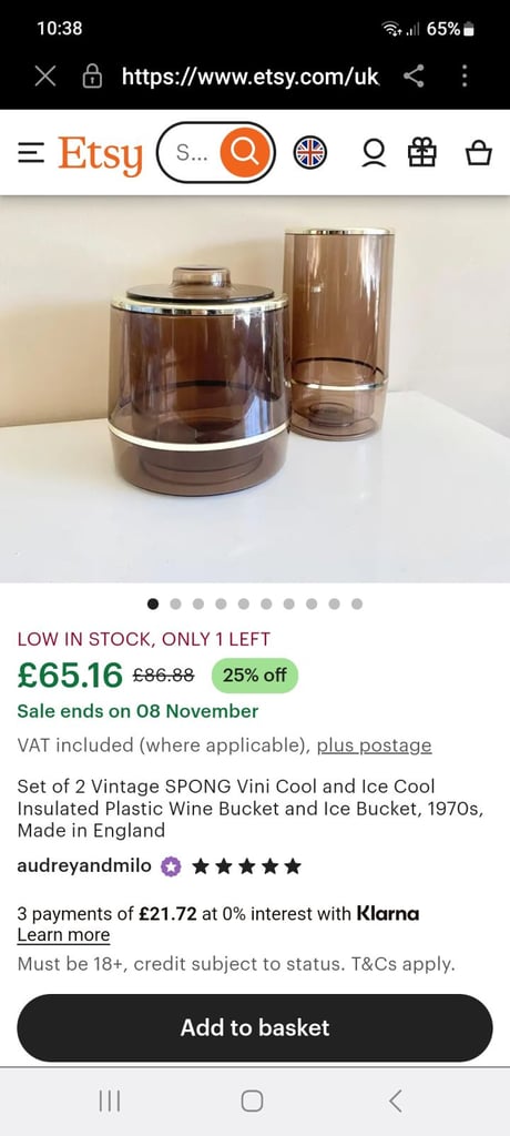 Vintage 1970's Spong Ice Cool Plastic Lidded Ice Bucket 