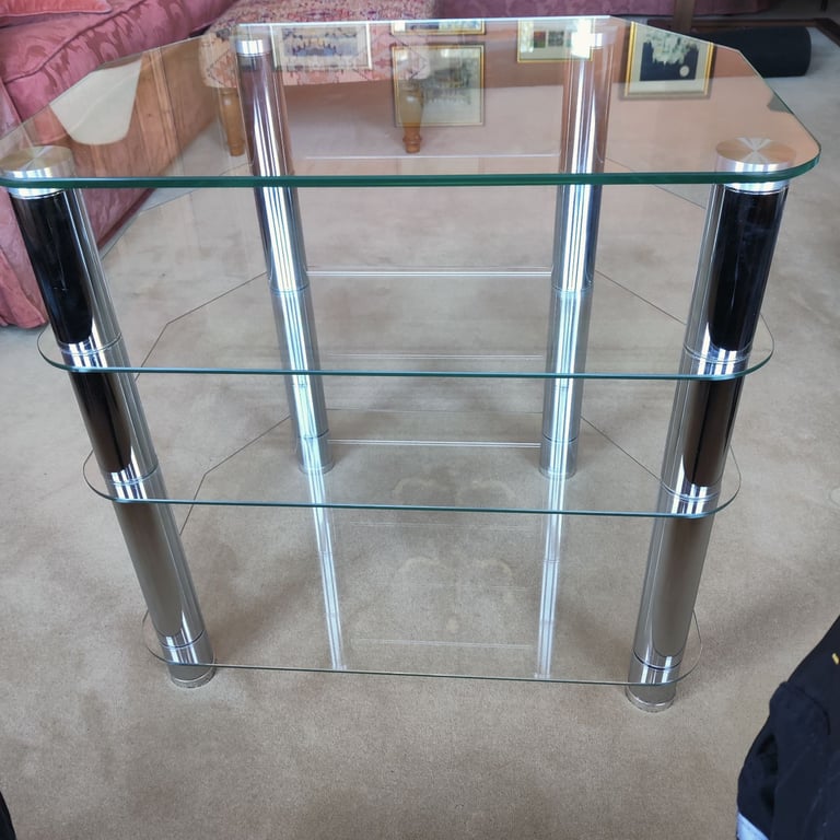 image for TV stand with 4 glass shelves 