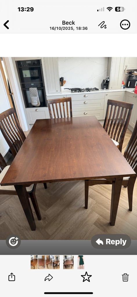 Laura Ashley dining table and 6 chairs 