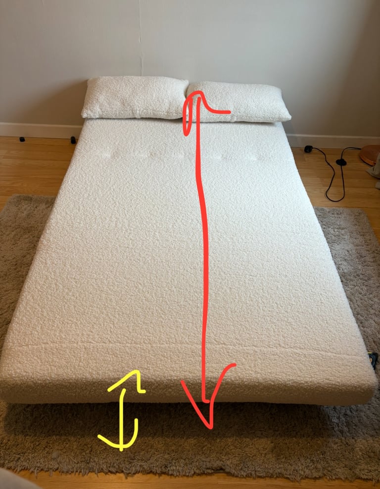 Double white boucle sofa bed