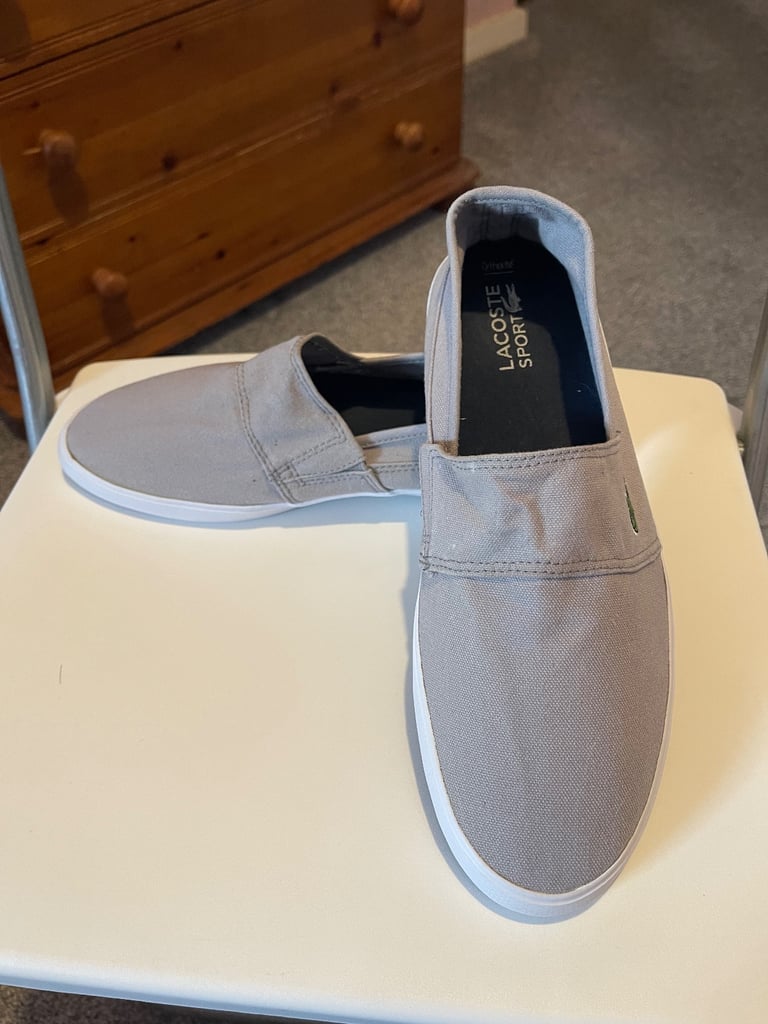 image for Lacoste Marice Leisure Smart Canvas Mens Summer Sneakers in Light Grey Size 8 UK