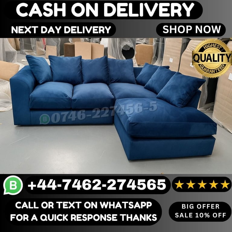 image for Halloween Mega Sale: Luxurious Plush Velvet Corner & 3+2 Seater Sofas!