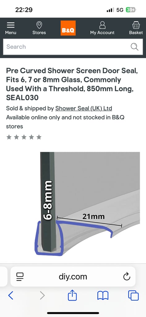 image for Shower door seal 030 