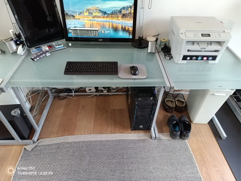 Home Office Desk (L-Shaped Glass Desk from John Lewis) for Sale - Collect from Faversham (Kent)
