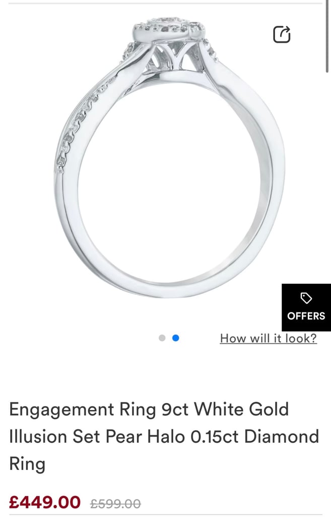 Engagement Ring 9ct White Gold