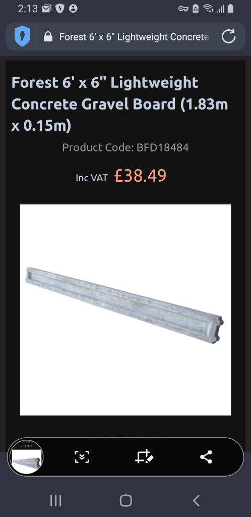 Gravel board concrete 1.83m 
