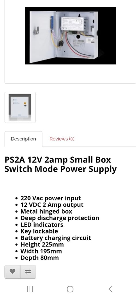 image for PS2A 12V 2amp Small Box Switch Mode Power Supply