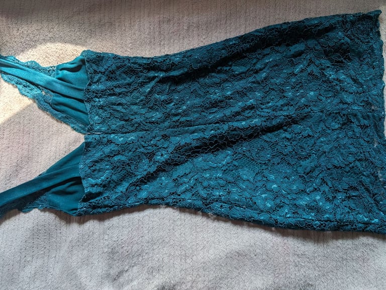 TOP SHOP TEAL BLUE LACE DRESS 