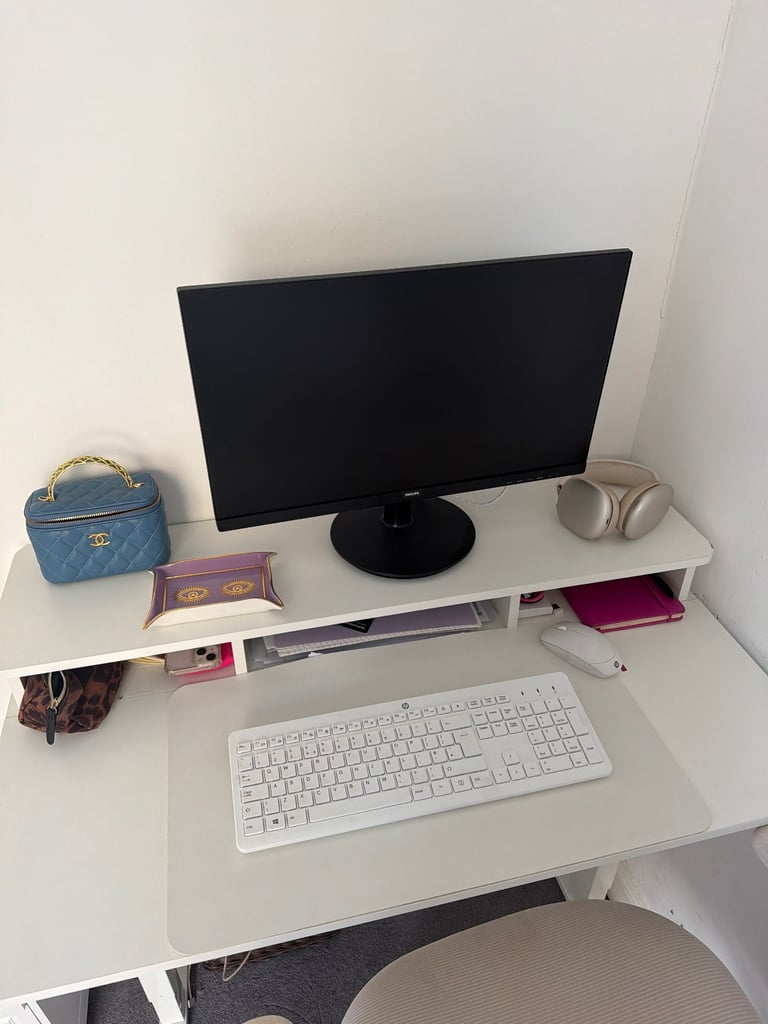 Complete Working From Home Station - height adjustable Desk, Chair, Desktop, Keyboard 