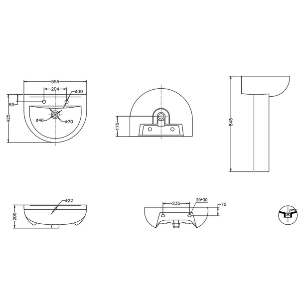 Victoria plum Eden 2 tap hole full pedestal basin