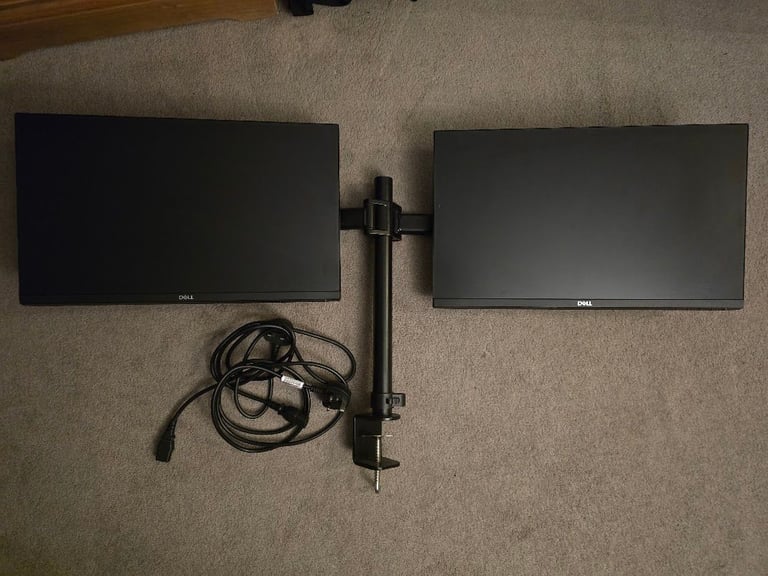 image for 2 x Dell 21.5 inch HD monitors on arm