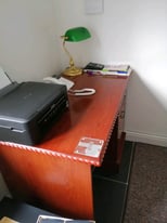 Desk with drawer and cupboard