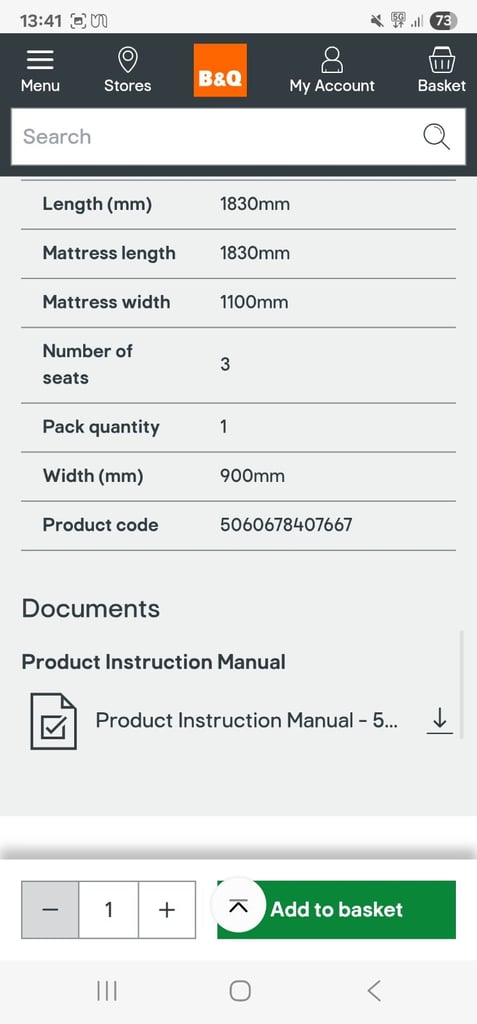 Grey B&Q clic-clac 3seater sofabed