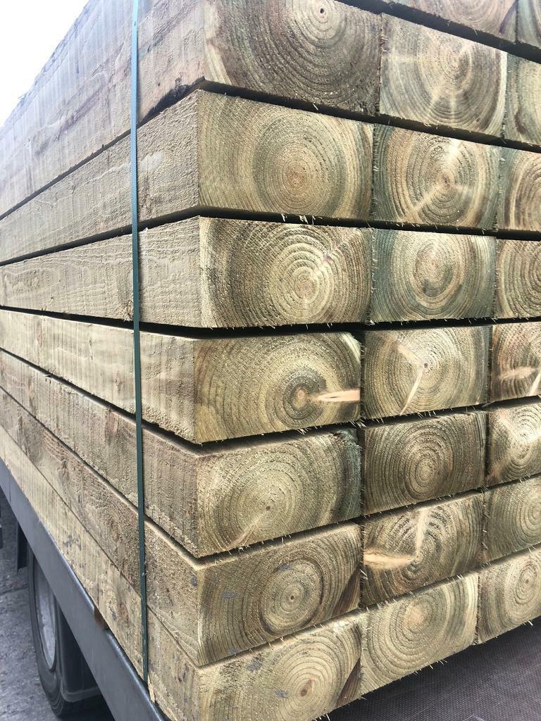 Wooden planks, sleepers, 8ft long, wooden sleepers, Treated sleepers