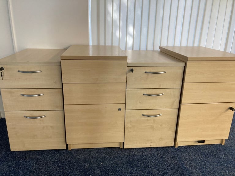 Maple and Teak Office Pedestals