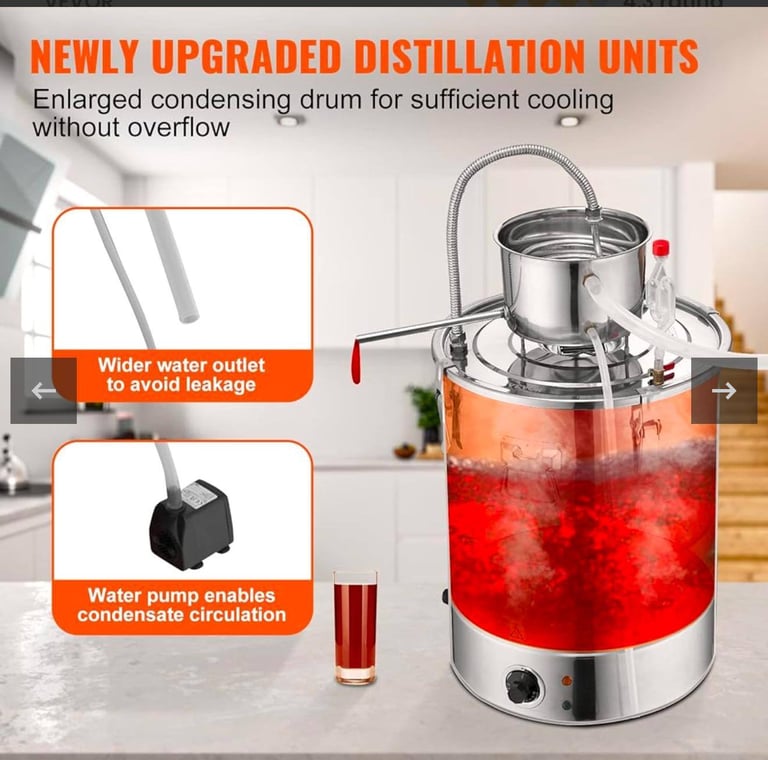 VEVOR Electric Alcohol Still 9Gal/13Gal, Distillery Kit W/Pump & Thermometer Multiple Uses. £70