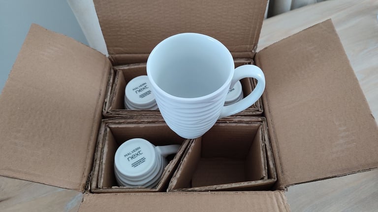 image for Next Malvern white latte cup mugs x 4