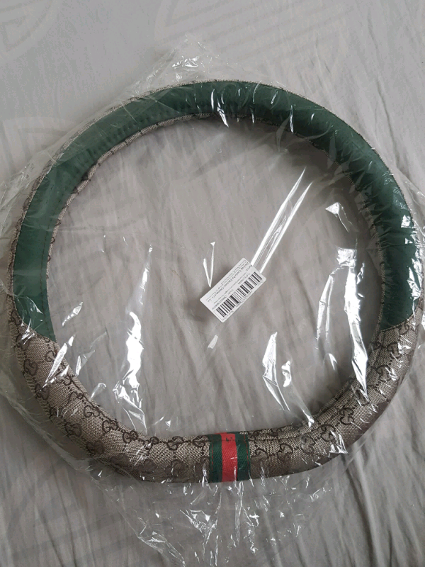 GUCCI (Coffee/Green) Designer Steering wheel cover Universal 