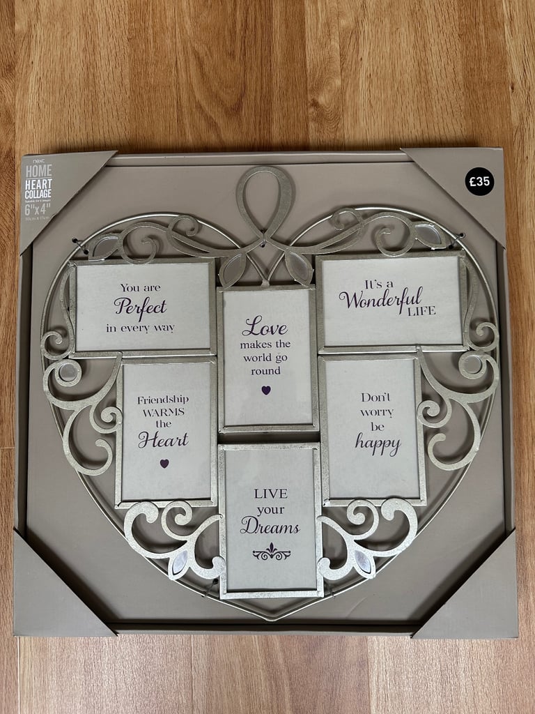 image for NEXT metal Heart collage picture frame - holds 6 6x4” pictures - new in box